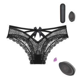 10 Speed Wireless Remote Bullet Vibrator, Women Lace Erotic Panties, Rechargeable Portable AV Massager